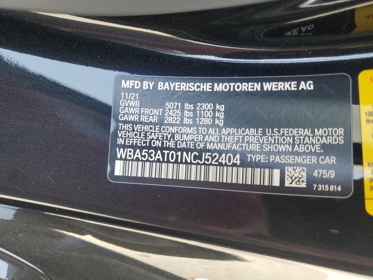 WBA53AT01NCJ52404 2022 BMW M440I