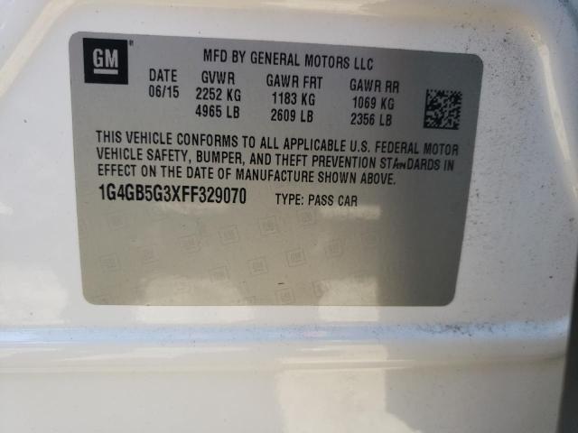 2015 Buick Lacrosse VIN: 1G4GB5G3XFF329070 Lot: 55620154
