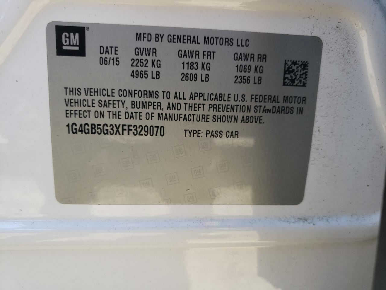 1G4GB5G3XFF329070 2015 Buick Lacrosse