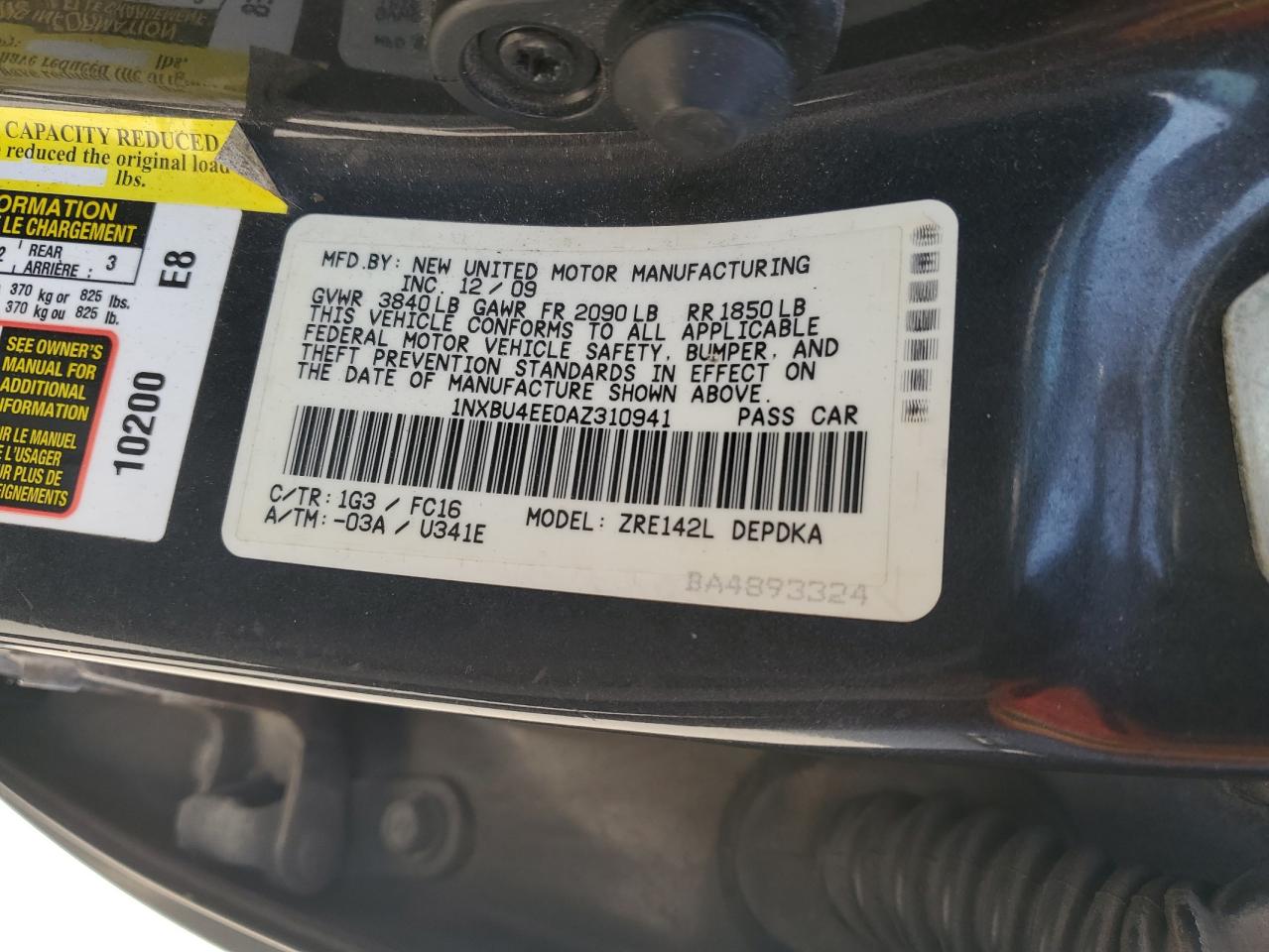 1NXBU4EE0AZ310941 2010 Toyota Corolla Base