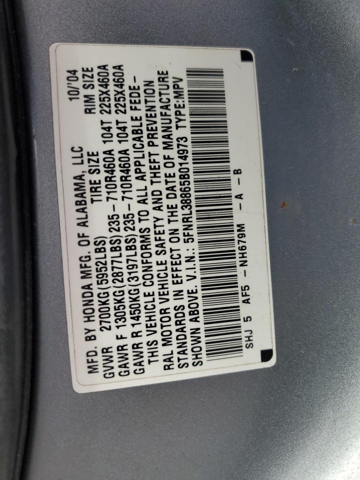 5FNRL38865B014973 2005 Honda Odyssey Touring