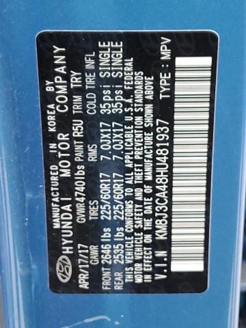 2017 Hyundai Tucson Limited VIN: KM8J3CA48HU481937 Lot: 54974784