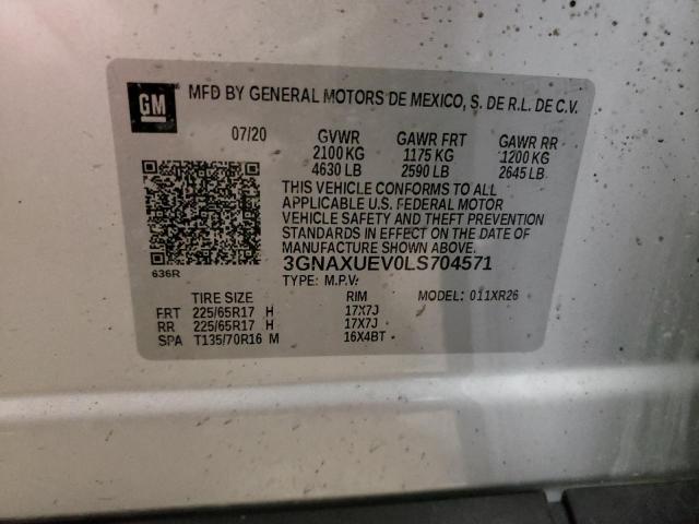 2020 Chevrolet Equinox Lt VIN: 3GNAXUEV0LS704571 Lot: 52678154