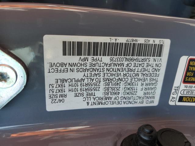 2022 Honda Cr-V Touring VIN: 5J6RT6H96NL033735 Lot: 54776524