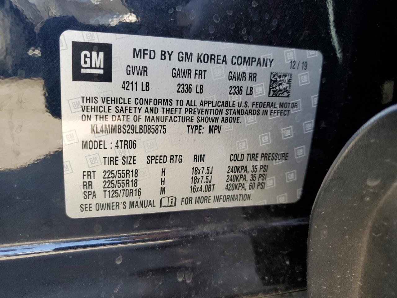 KL4MMBS29LB085875 2020 Buick Encore Gx Preferred