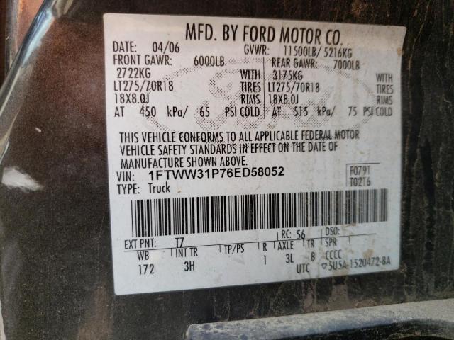 1FTWW31P76ED58052 2006 Ford F350 Srw Super Duty