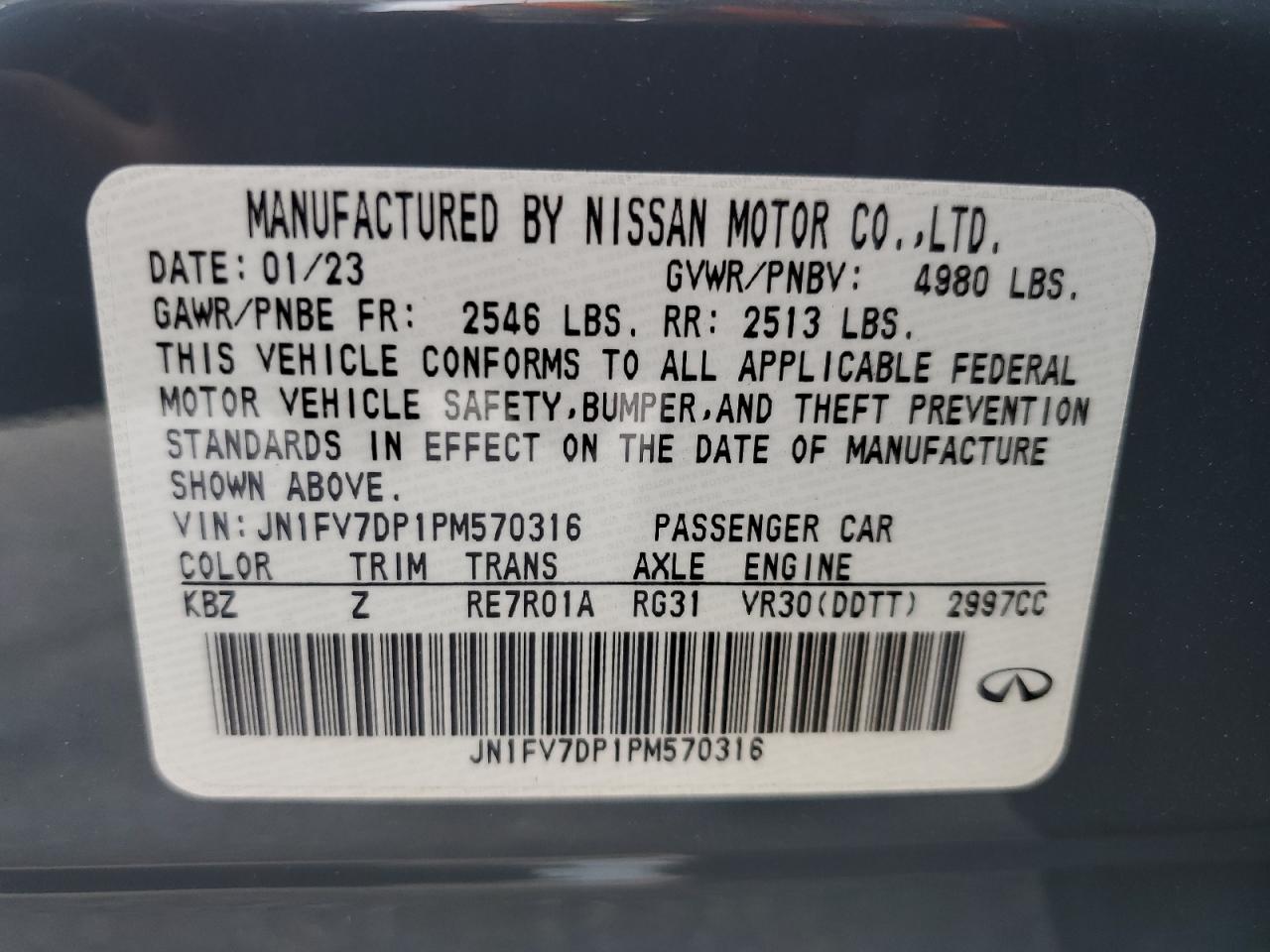 JN1FV7DP1PM570316 2023 Infiniti Q50 Red Sport 400