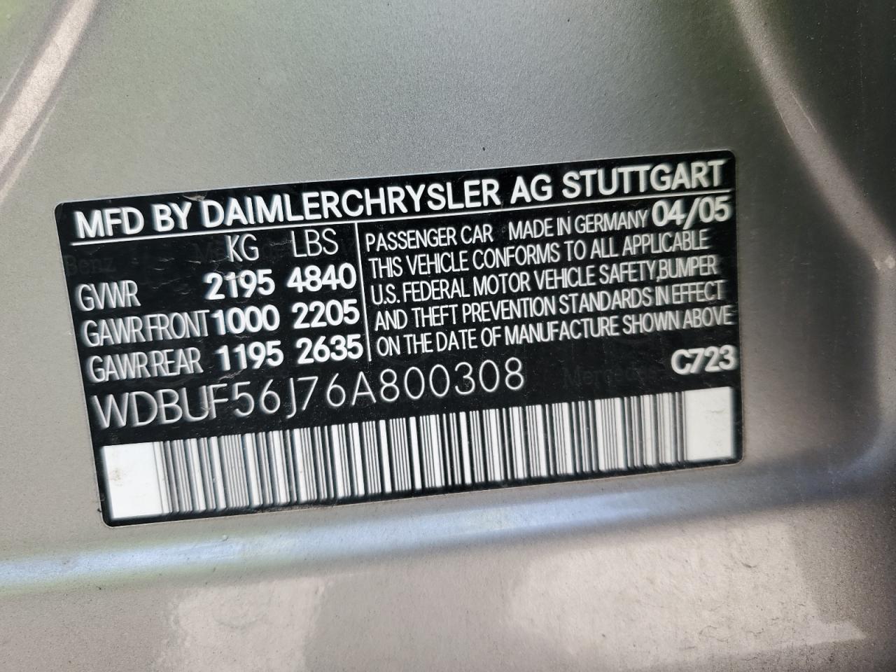 WDBUF56J76A800308 2006 Mercedes-Benz E 350