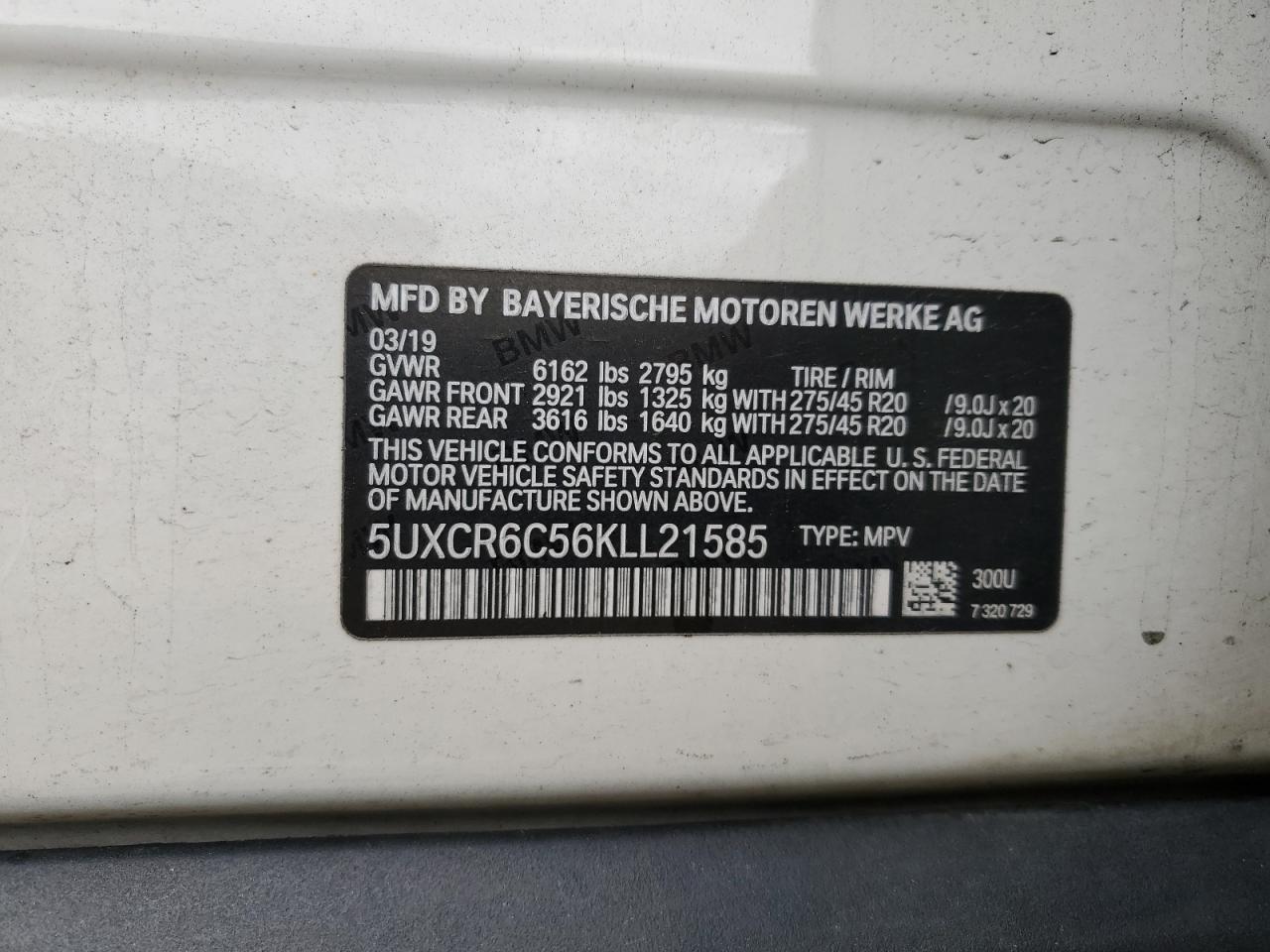 5UXCR6C56KLL21585 2019 BMW X5 xDrive40I