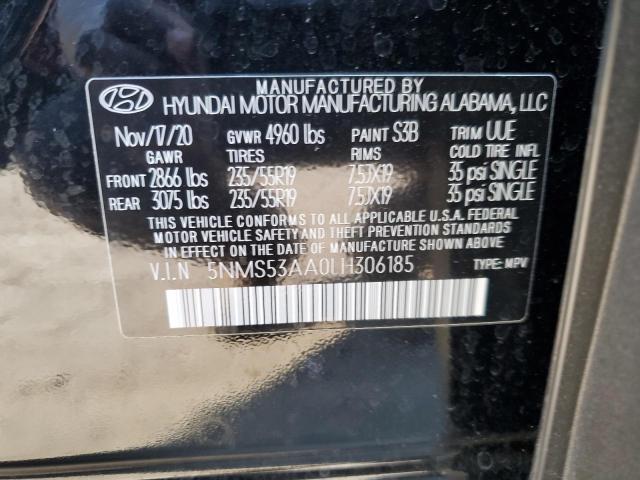 2020 Hyundai Santa Fe Limited VIN: 5NMS53AA0LH306185 Lot: 54244824