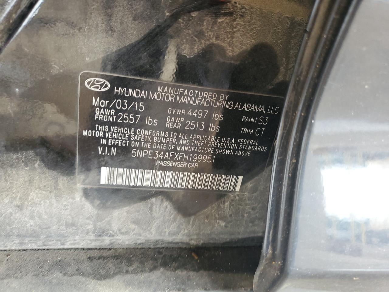 5NPE34AFXFH199951 2015 Hyundai Sonata Sport