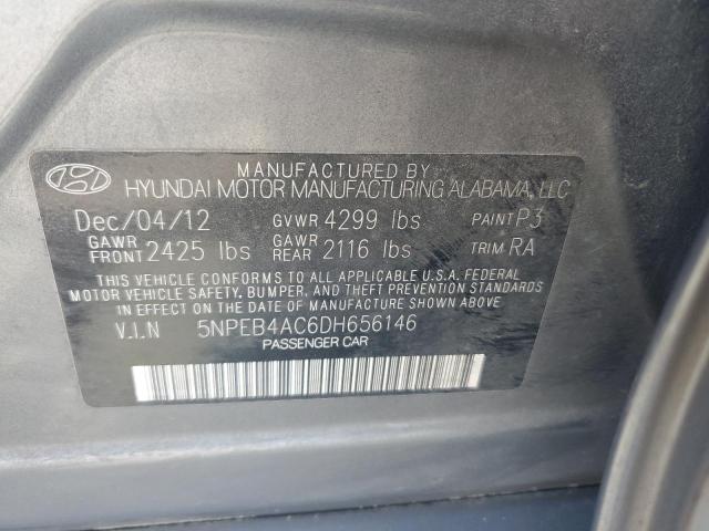 2013 Hyundai Sonata Gls VIN: 5NPEB4AC6DH656146 Lot: 53522834