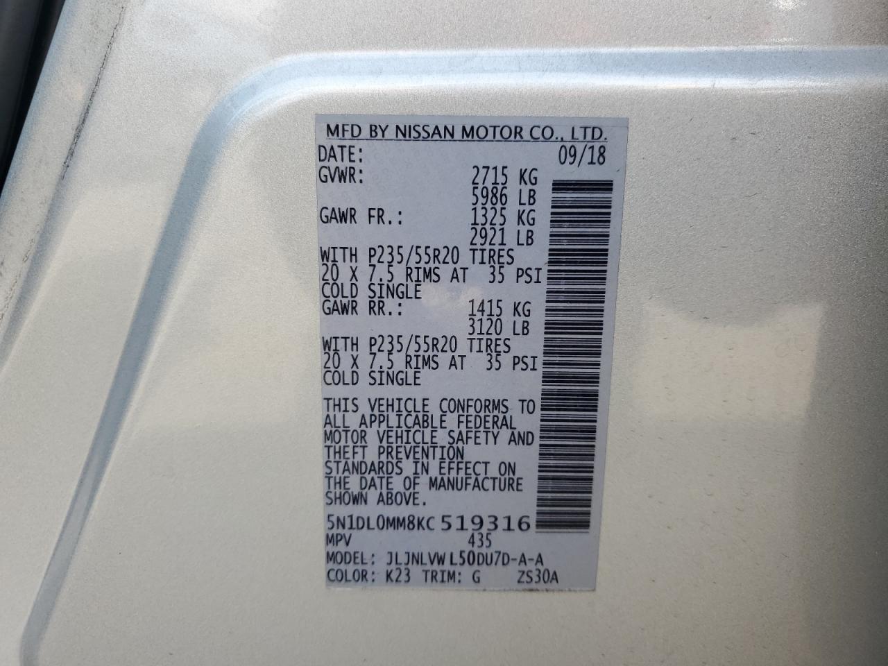 5N1DL0MM8KC519316 2019 Infiniti Qx60 Luxe