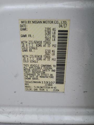 2017 Nissan Murano S VIN: 5N1AZ2MHXHN159107 Lot: 56409004