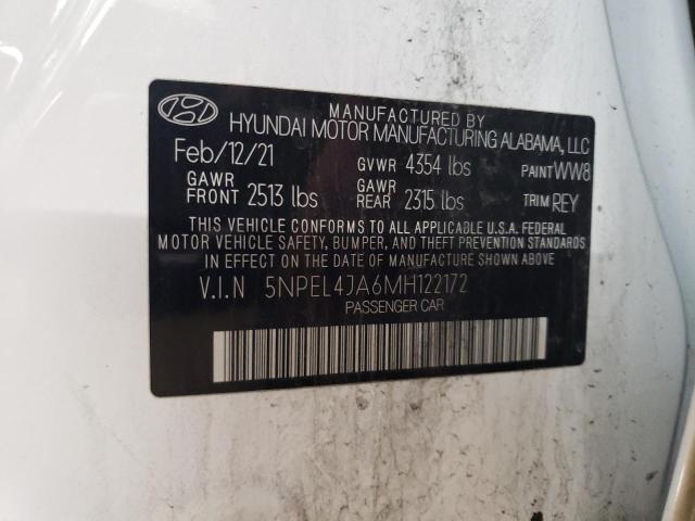 2021 Hyundai Sonata Sel VIN: 5NPEL4JA6MH122172 Lot: 53896514