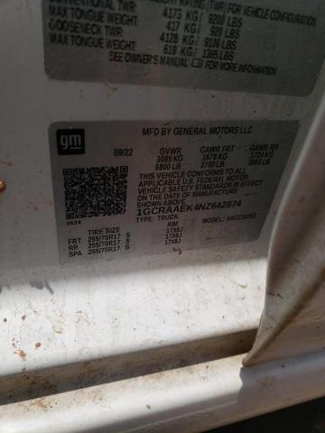 2022 Chevrolet Silverado C1500 VIN: 1GCRAAEK4NZ642874 Lot: 56577664