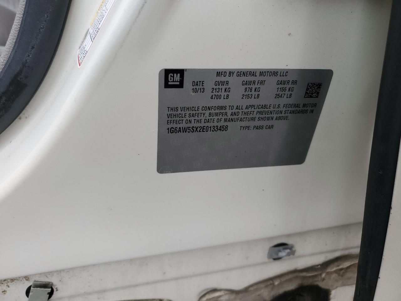 1G6AW5SX2E0133458 2014 Cadillac Cts