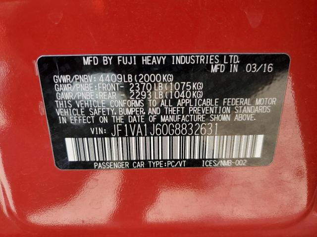 2016 Subaru Wrx Limited VIN: JF1VA1J60G8832631 Lot: 55602164