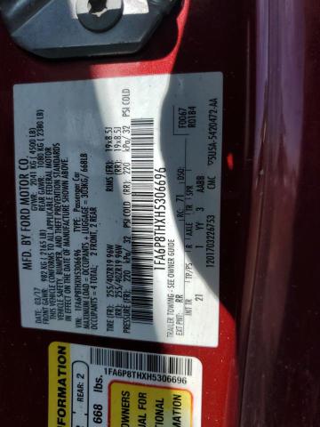 2017 Ford Mustang VIN: 1FA6P8THXH5306696 Lot: 55889664