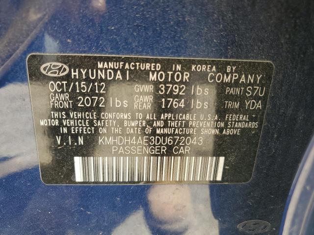 2013 Hyundai Elantra Gls VIN: KMHDH4AE3DU672043 Lot: 55879204