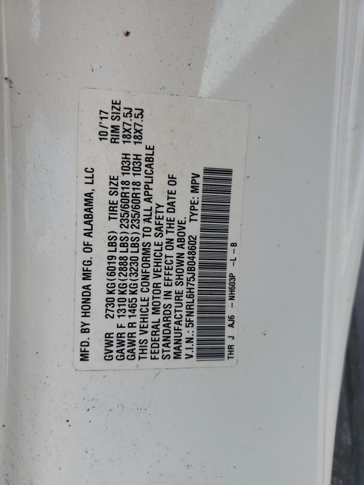 5FNRL6H75JB048602 2018 Honda Odyssey Exl