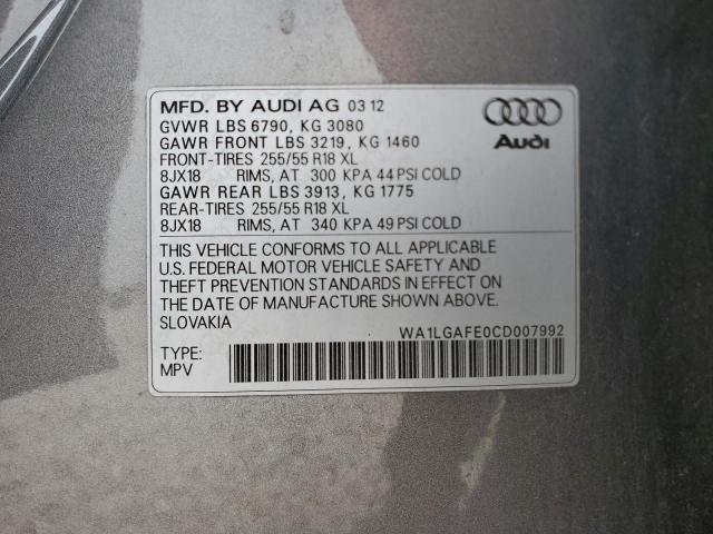 2012 Audi Q7 Premium Plus VIN: WA1LGAFE0CD007992 Lot: 55188004