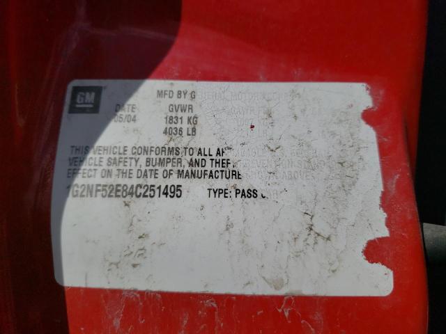 2004 Pontiac Grand Am Se1 VIN: 1G2NF52E84C251495 Lot: 55955004