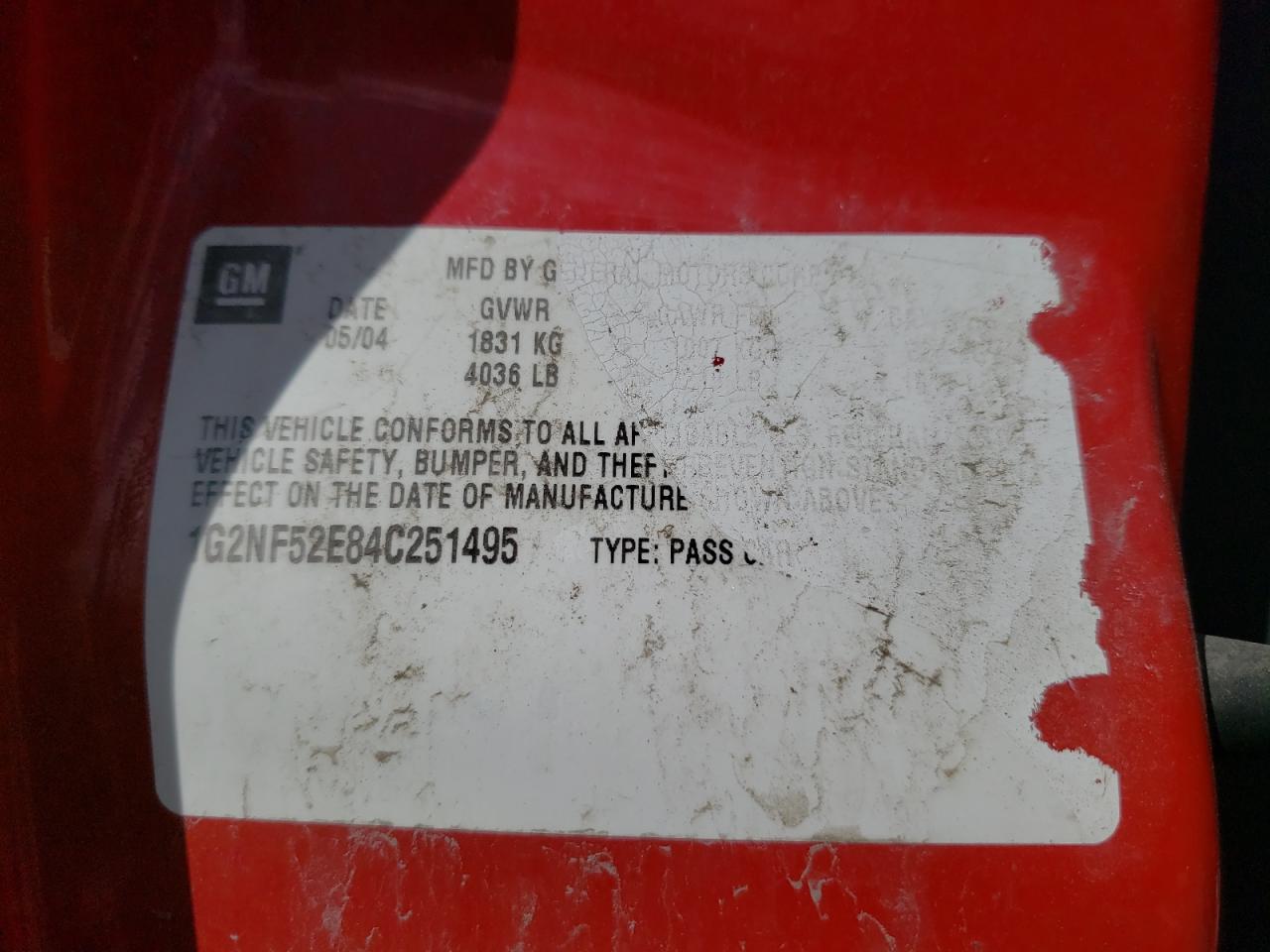 1G2NF52E84C251495 2004 Pontiac Grand Am Se1