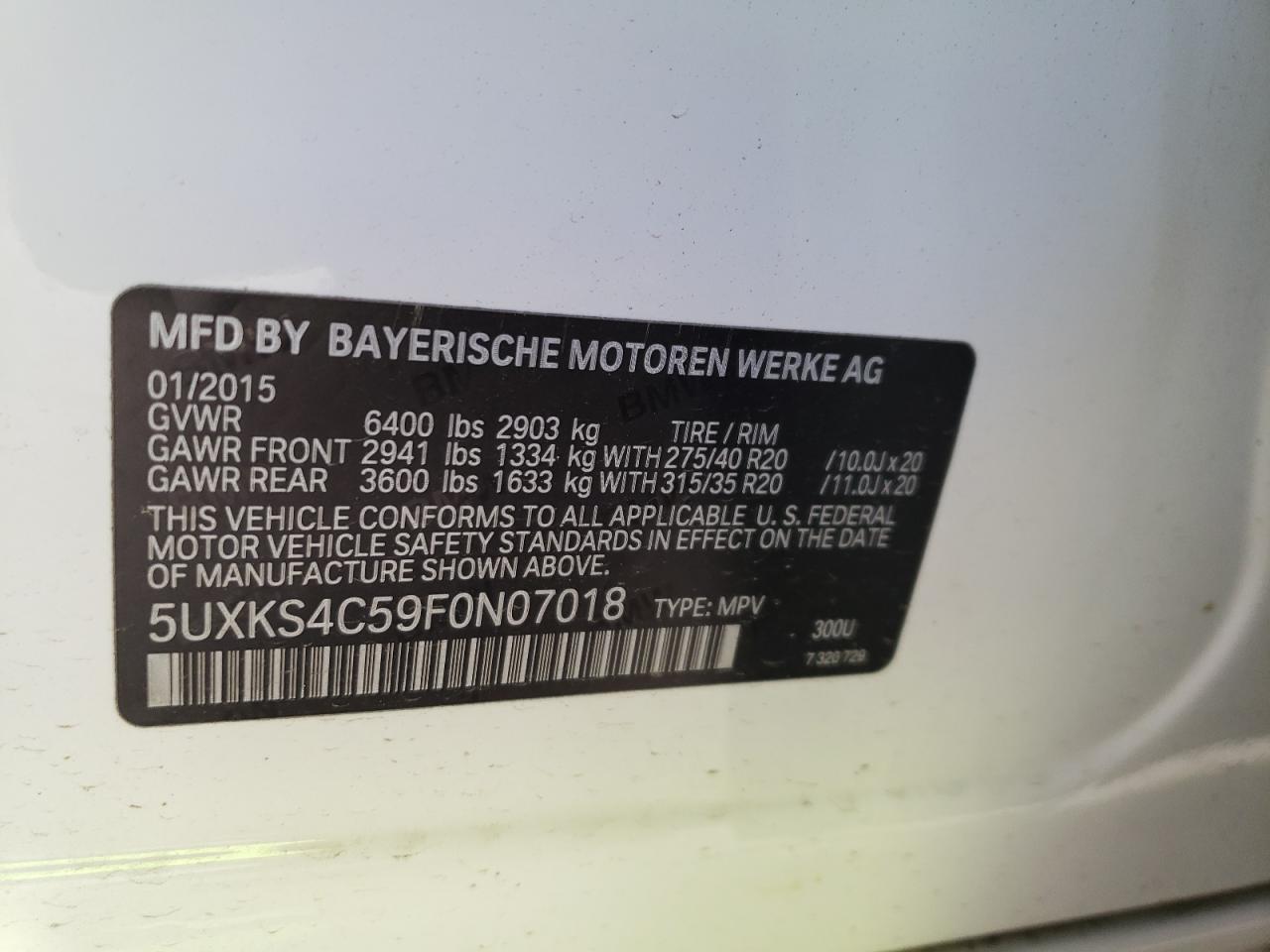 5UXKS4C59F0N07018 2015 BMW X5 xDrive35D