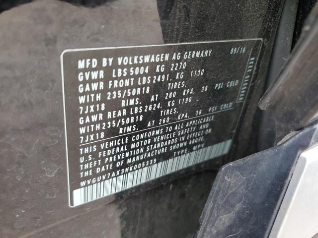 2017 Volkswagen Tiguan Sport VIN: WVGUV7AX3HK005339 Lot: 56080904