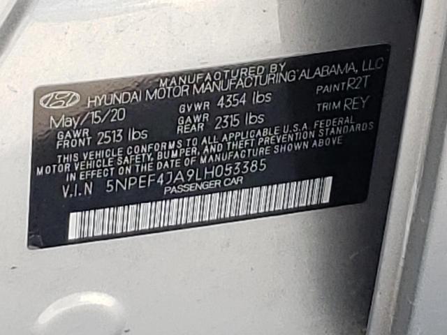 2020 Hyundai Sonata Sel VIN: 5NPEF4JA9LH053385 Lot: 54736034