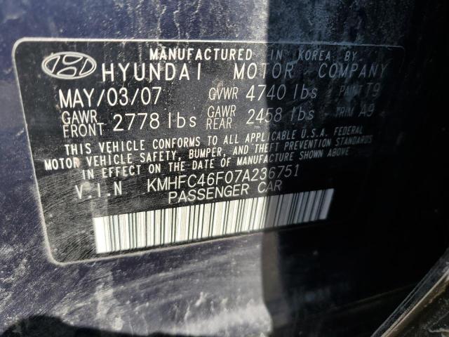 2007 Hyundai Azera Se VIN: KMHFC46F07A236751 Lot: 55328554