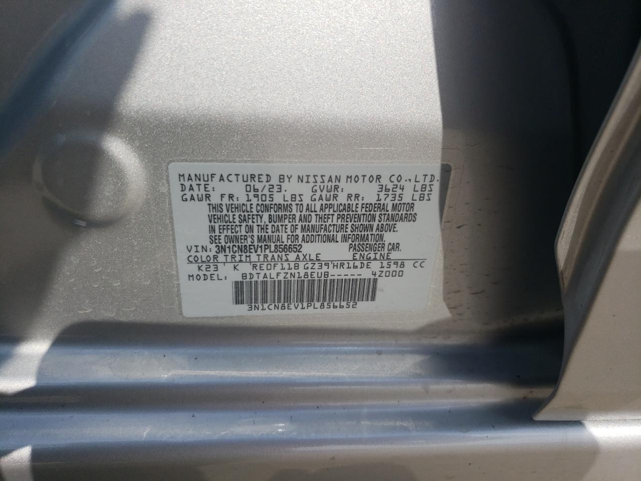 3N1CN8EV1PL856652 2023 Nissan Versa Sv