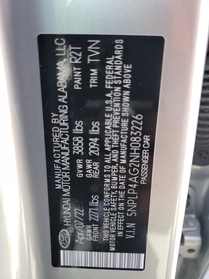 5NPLP4AG2NH083226 2022 Hyundai Elantra Limited