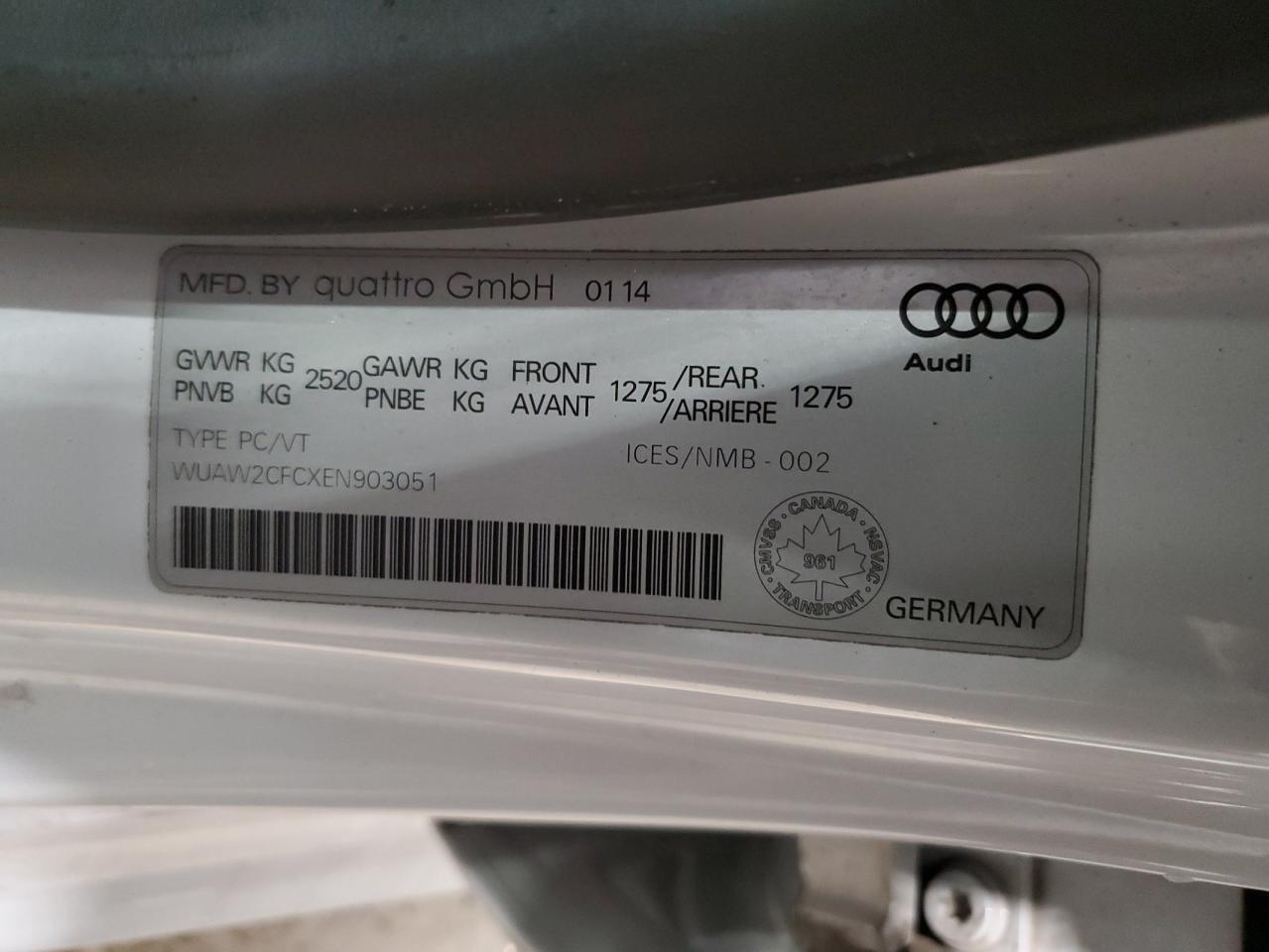 WUAW2CFCXEN903051 2014 Audi Rs7