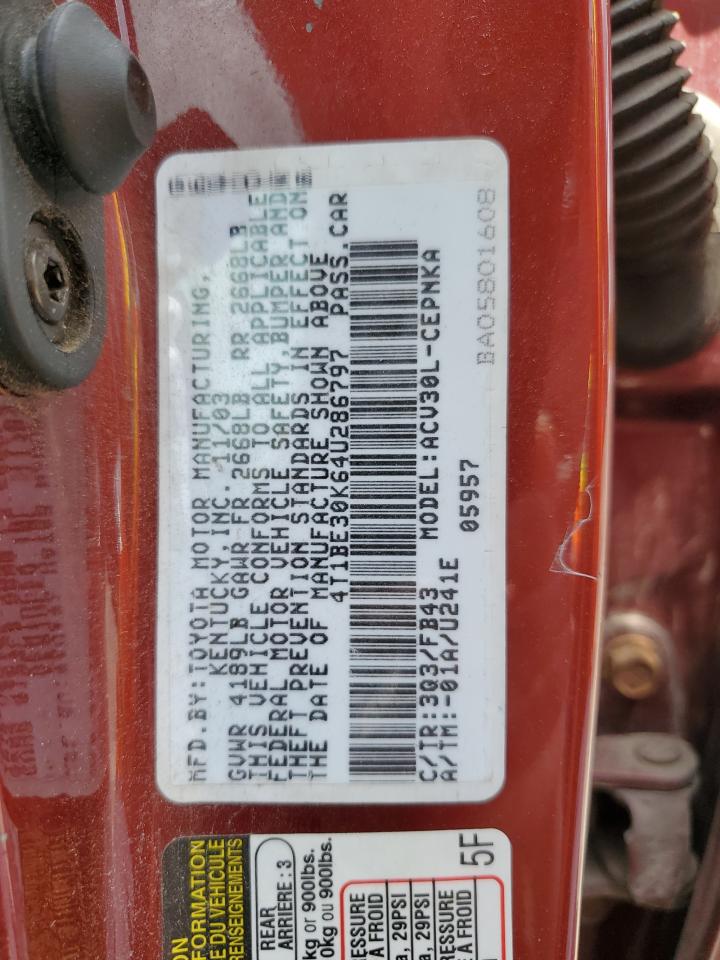 4T1BE30K64U286797 2004 Toyota Camry Le