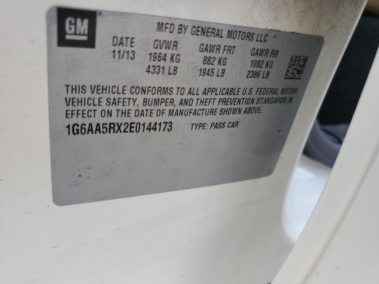 1G6AA5RX2E0144173 2014 Cadillac Ats