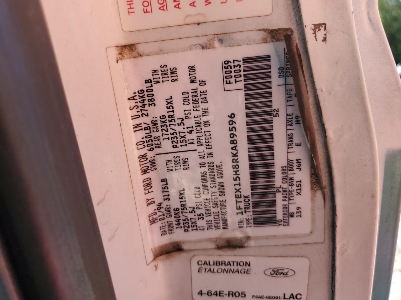 1FTEX15H8RKA89596 1994 Ford F150