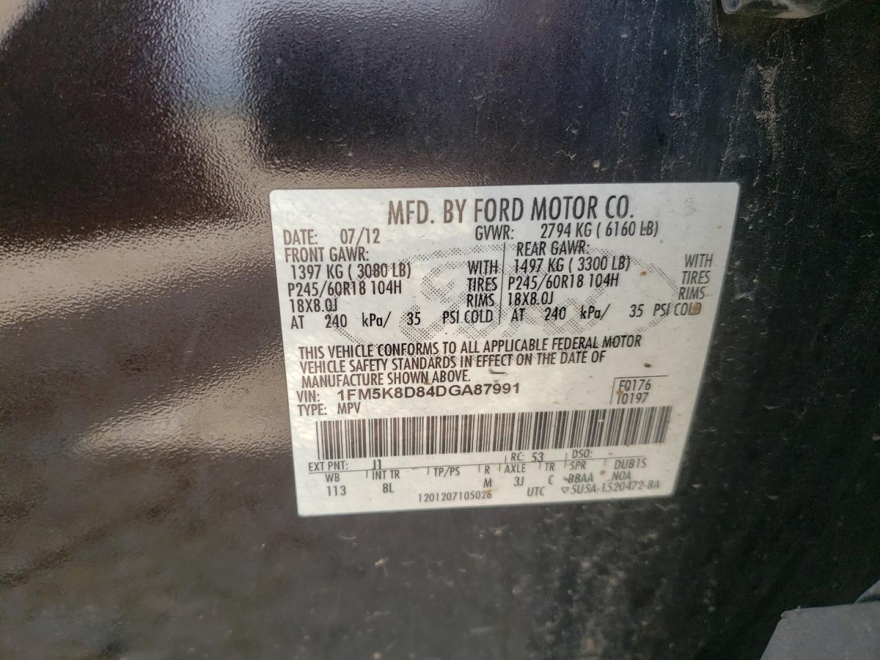 1FM5K8D84DGA87991 2013 Ford Explorer Xlt