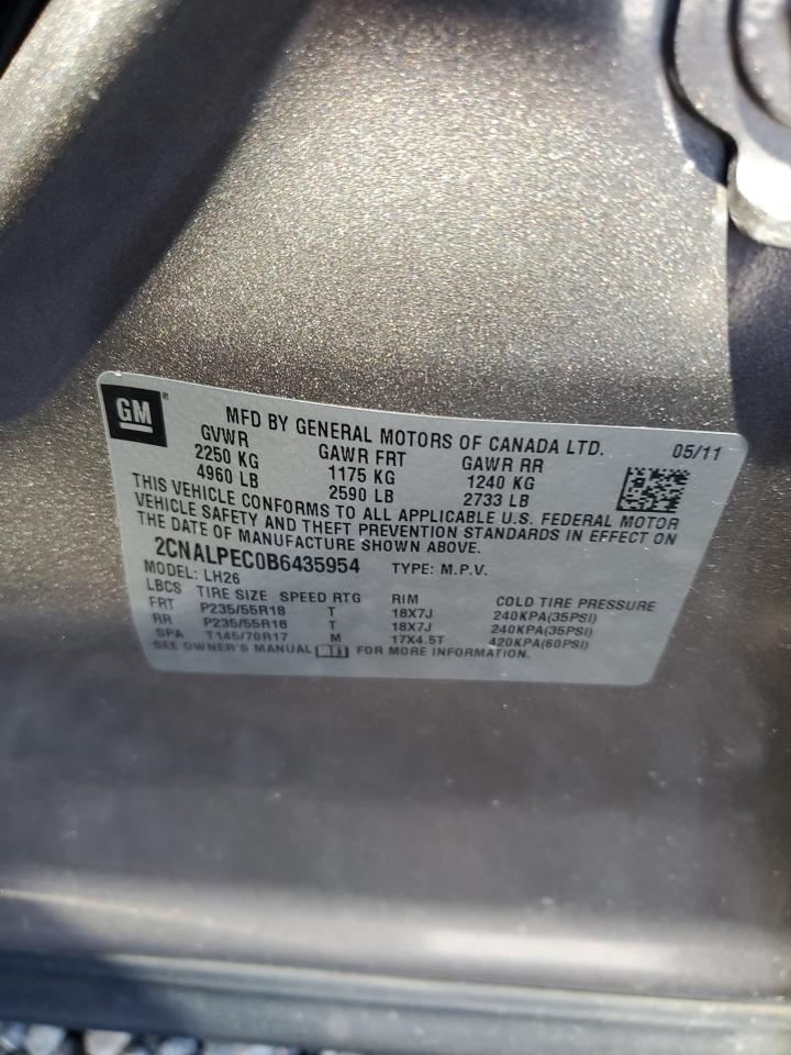 2CNALPEC0B6435954 2011 Chevrolet Equinox Lt