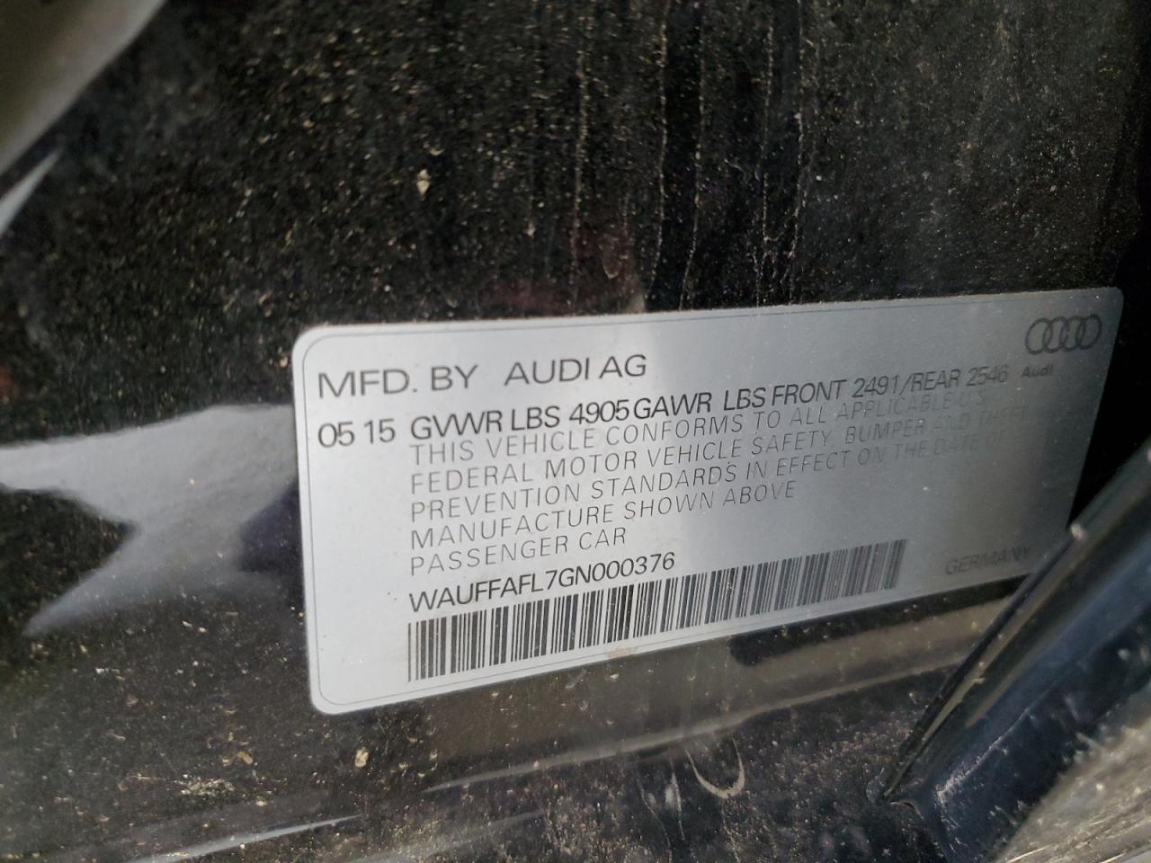 WAUFFAFL7GN000376 2016 Audi A4 Premium Plus S-Line