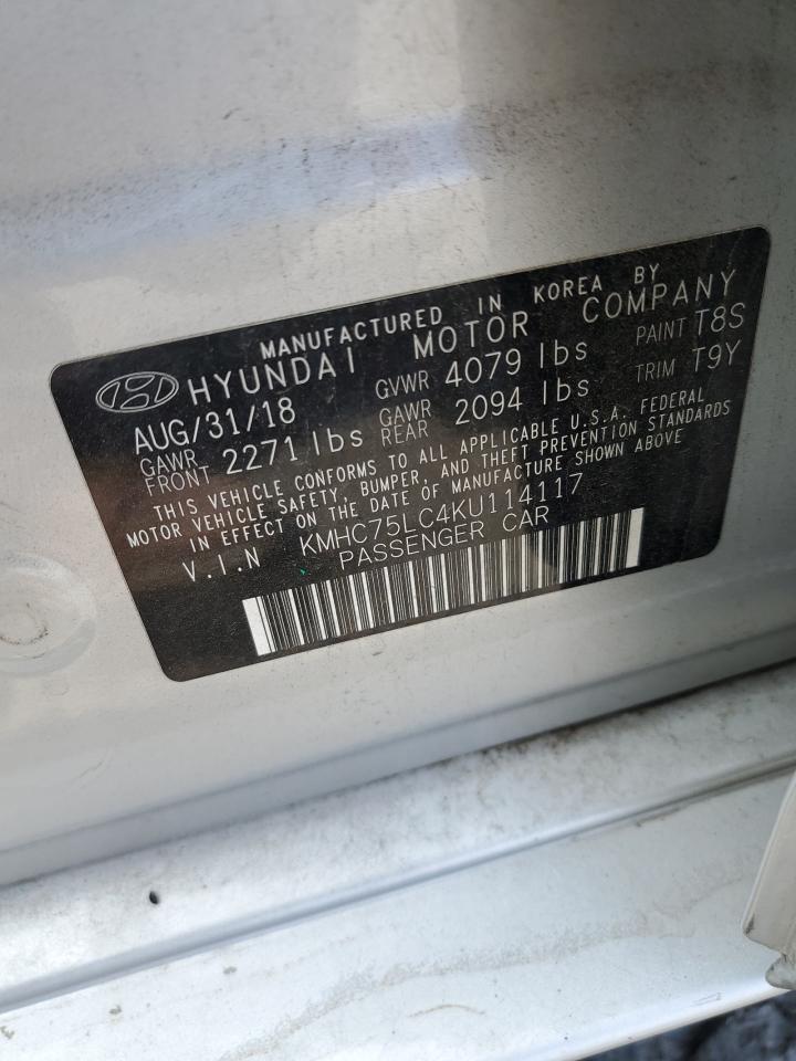 KMHC75LC4KU114117 2019 Hyundai Ioniq Sel