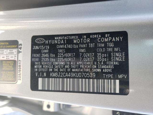 2019 Hyundai Tucson Se VIN: KM8J2CA49KU070539 Lot: 55881684