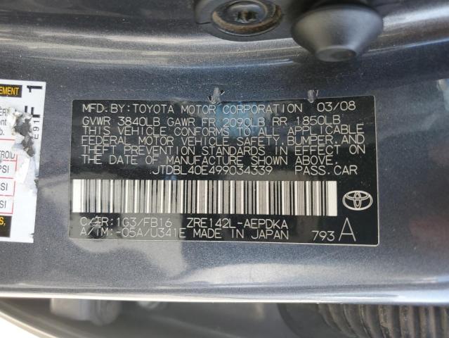 2009 Toyota Corolla Base VIN: JTDBL40E499034339 Lot: 55646014