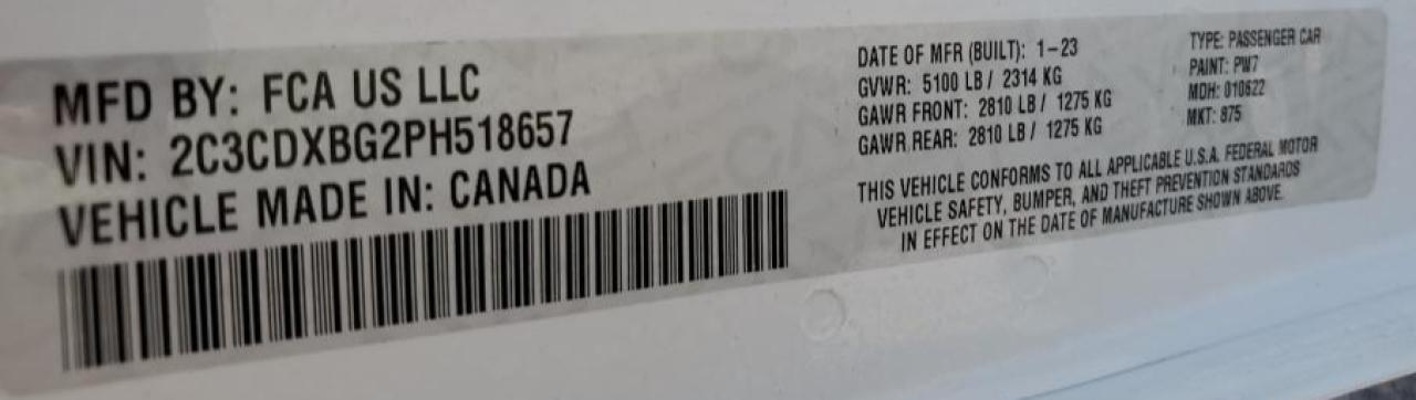 2C3CDXBG2PH518657 2023 Dodge Charger Sxt