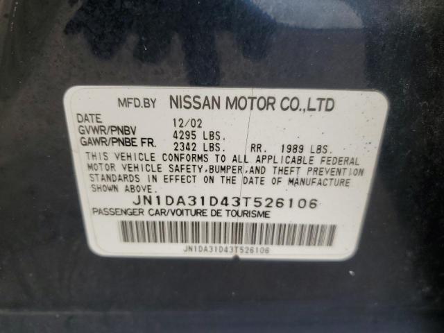 2003 Nissan Maxima Gle VIN: JN1DA31D43T526106 Lot: 54831924