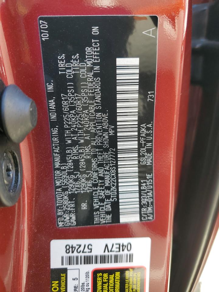 5TDZK22CX8S127772 2008 Toyota Sienna Xle