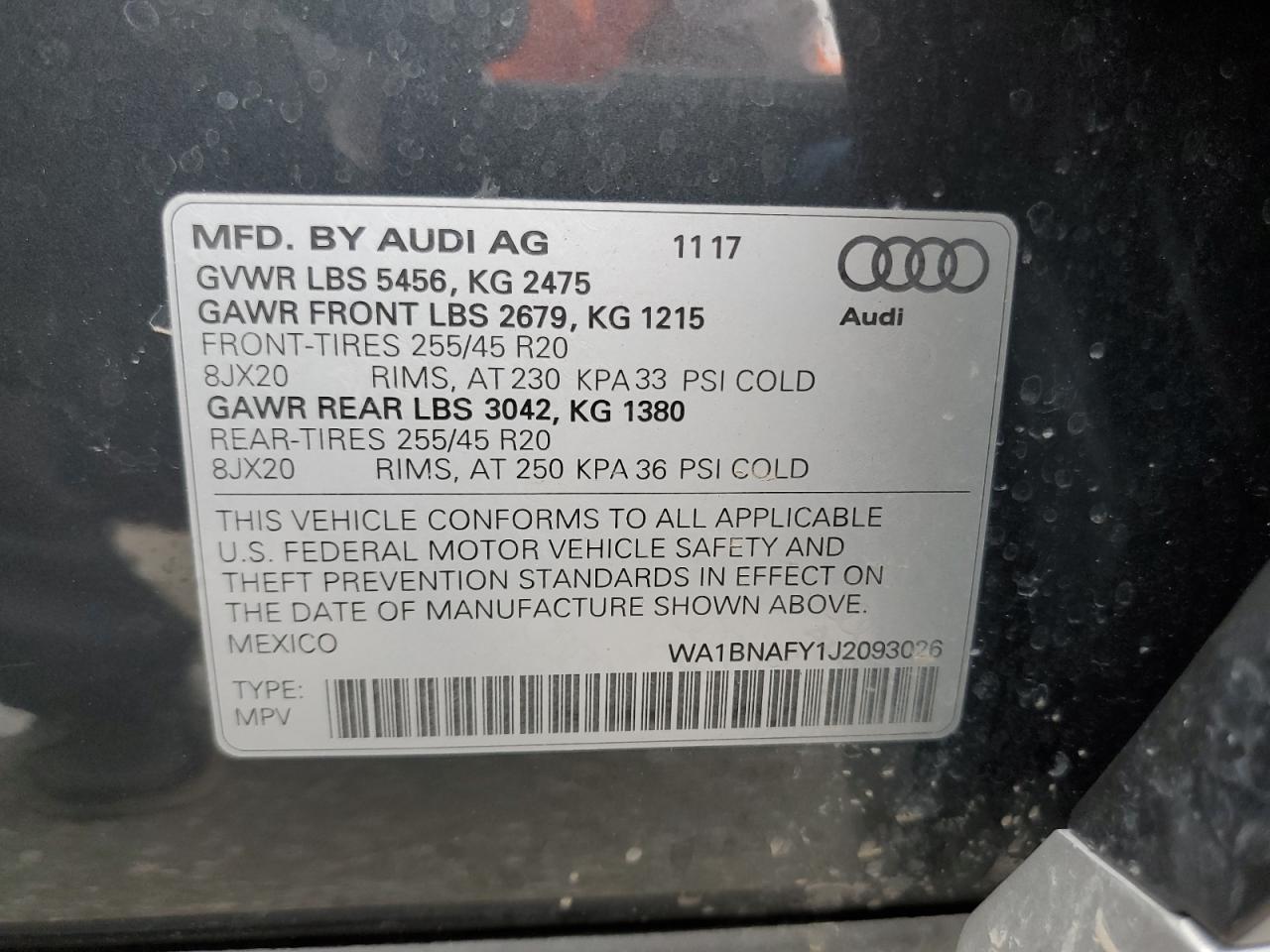 WA1BNAFY1J2093026 2018 Audi Q5 Premium Plus