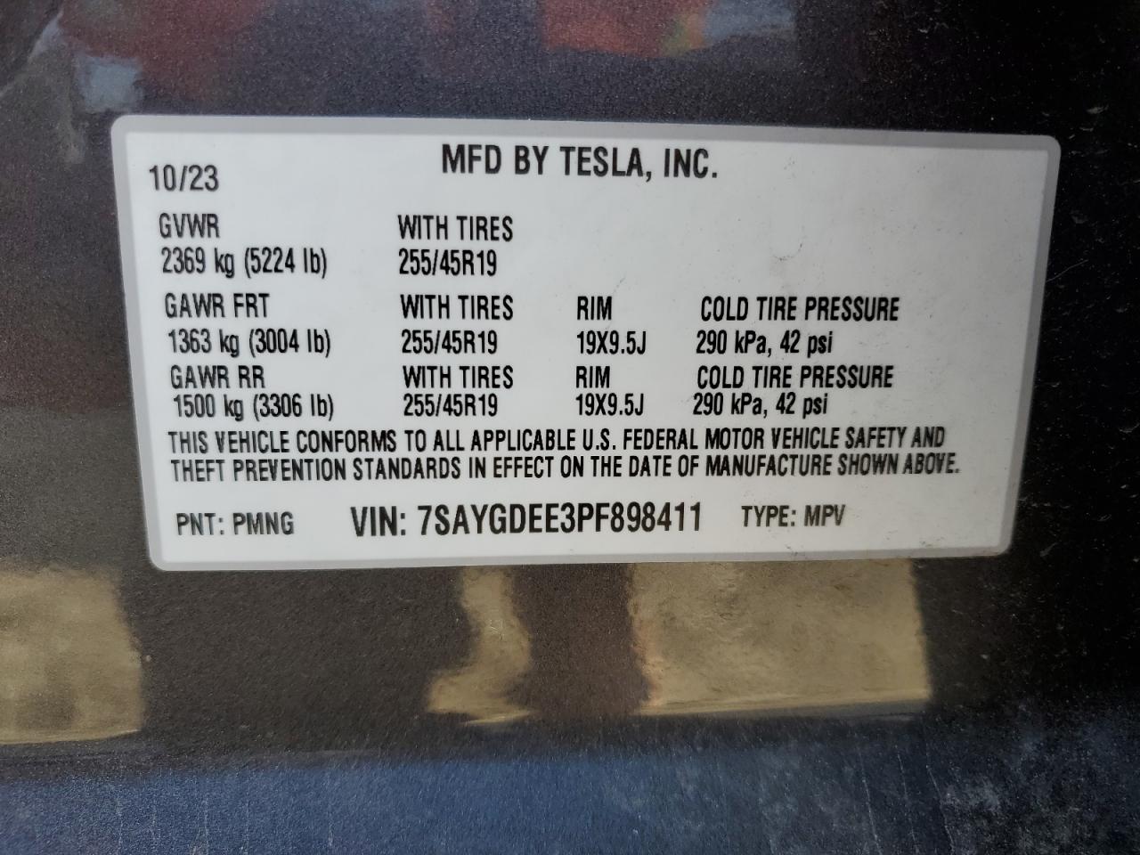 7SAYGDEE3PF898411 2023 Tesla Model Y