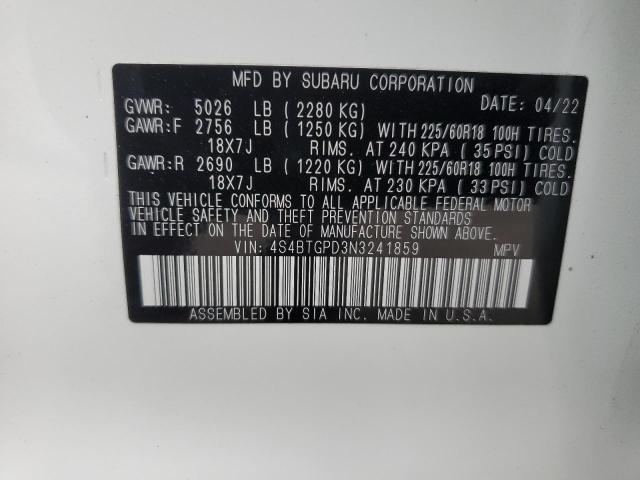 2022 Subaru Outback Touring VIN: 4S4BTGPD3N3241859 Lot: 56532174